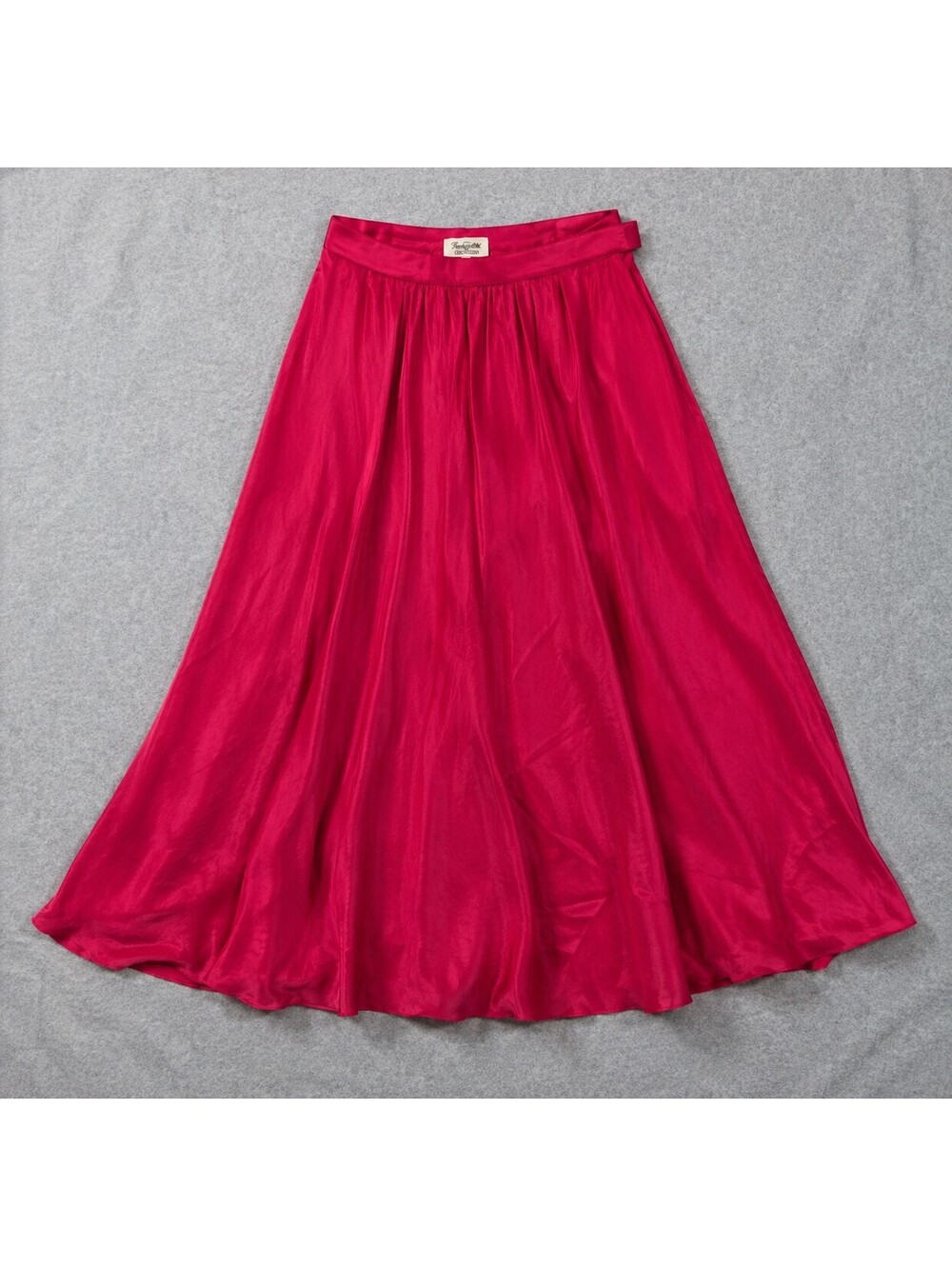 Francesca of Damon for Starington 100% Silk Pink Full Midi Skirt Pockets Vintage